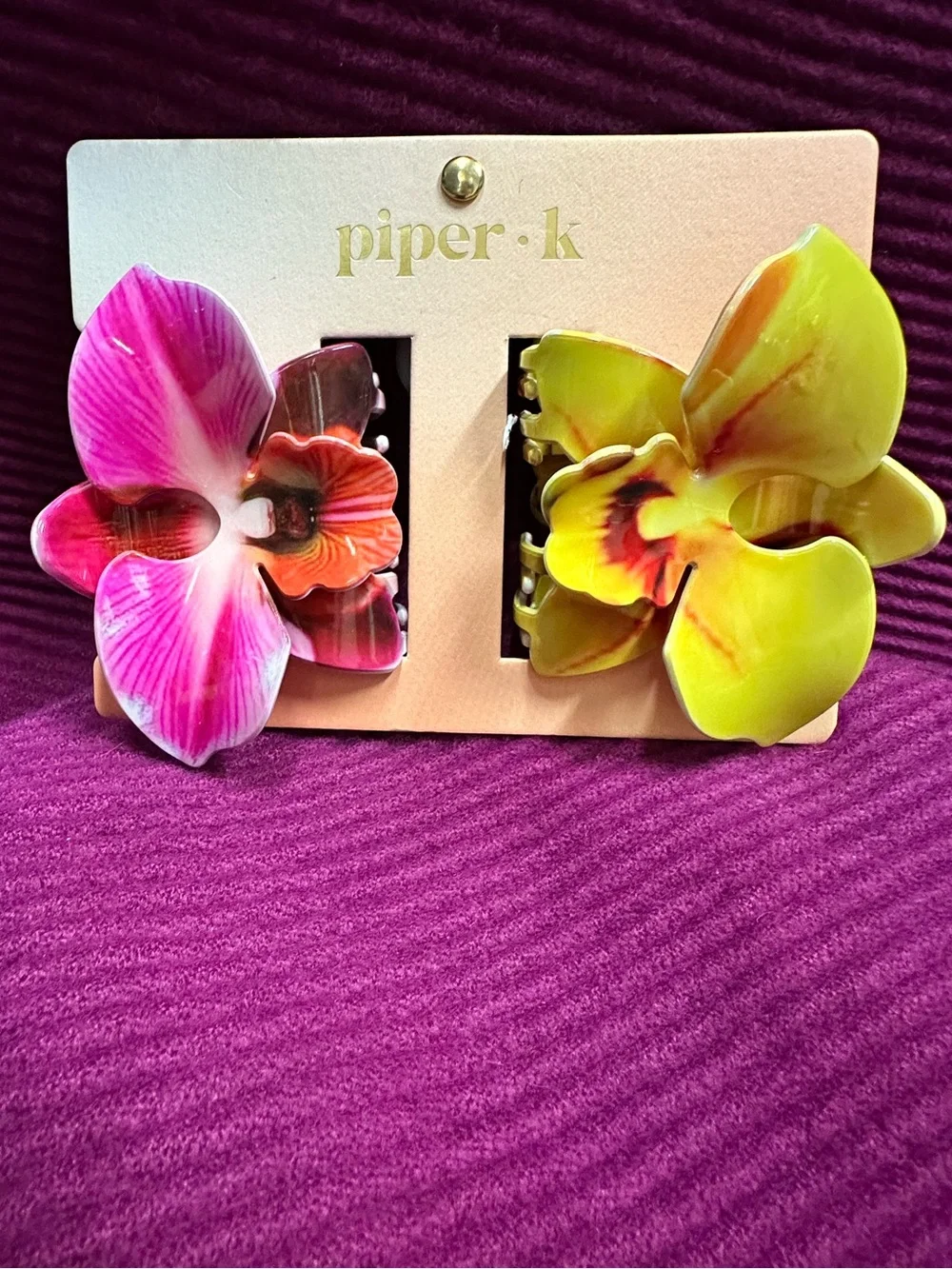 Piper•K Tropical Orchid Lily Hair Clips & Sunday State Elastic Set Tropical Vaca
